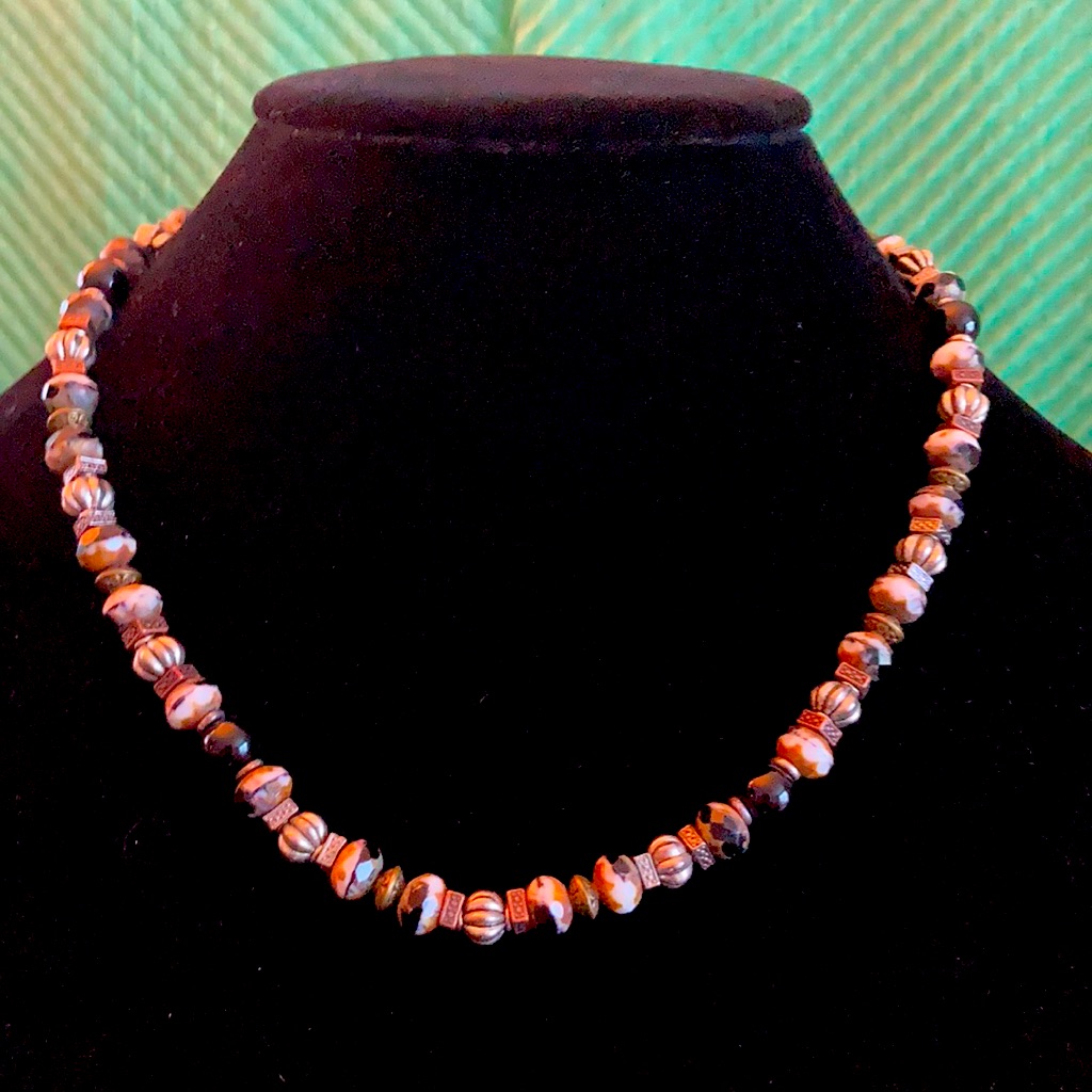 20” Black & Gold Czech Glass Necklace